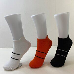 Womens Ankle Socks Set 3 Stripes White Orange Black Gray